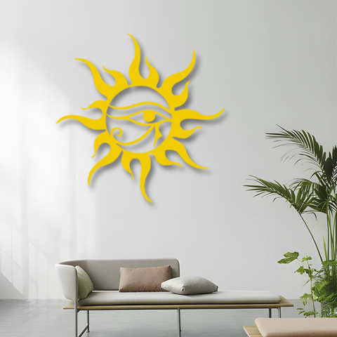Horus Eye and Sun Metal Wall Art