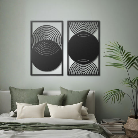 Abstract Mid Century Modern Metal Wall Art Set of 2