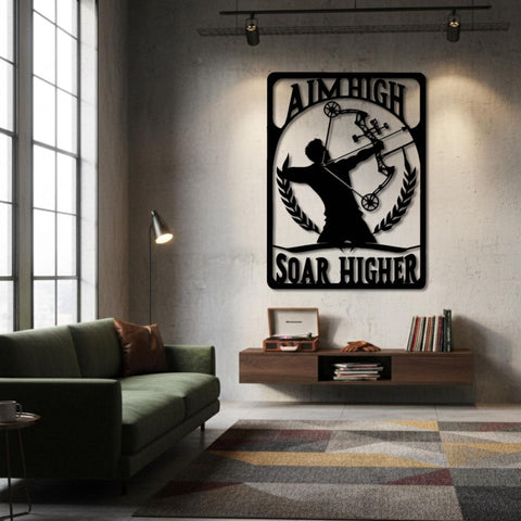 Aim High Soar Higher Archery Metal Wall Art