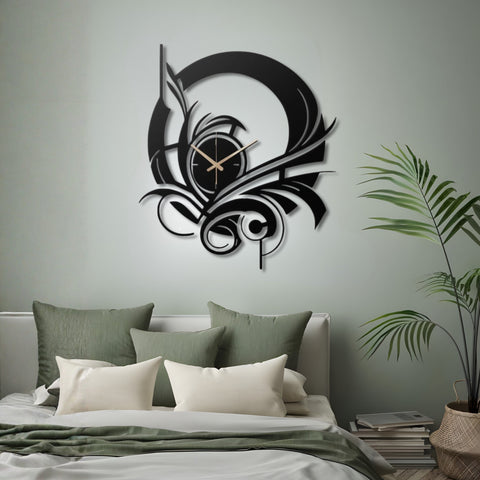 Abstract Black Metal Wall Clock