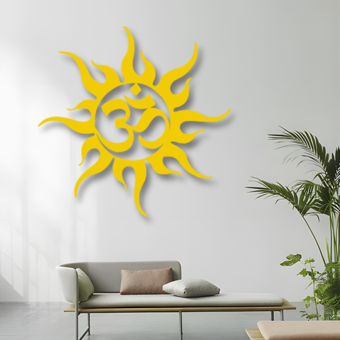 Om and Sun Metal Wall Art