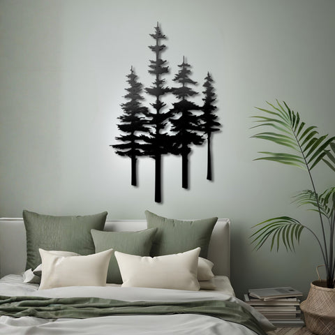 A Family of Pine Trees Metal Wall Art