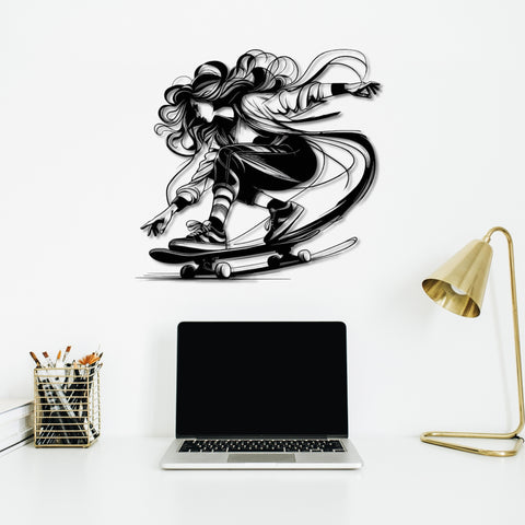 Skater Girl Metal Wall Art