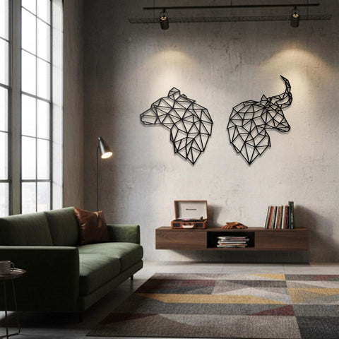 Stock Market Bull and Bear Metal Wall Art
