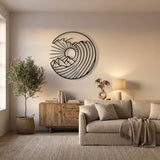 Mountain Sun and Waves Circle metal wall art – image 6