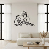 Guitarist in a Fedora metal wall art – image 6