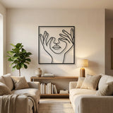 Face with Hands Line Art metal wall art – image 6