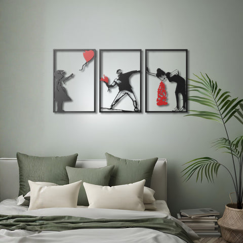 3 Pieces Banksy Metal Wall Art