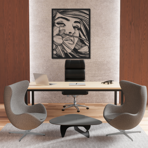 Beautiful Woman Face Metal Wall Art Decor