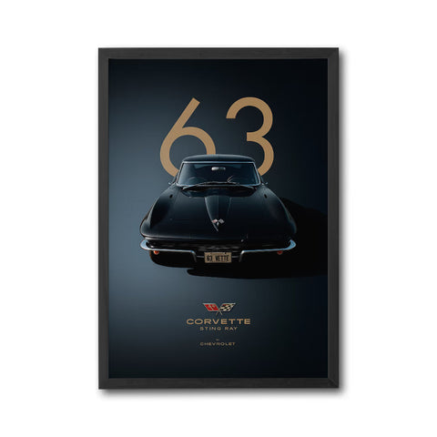 63 Vette Corvette Sting Ray by Chevrolet Heritage Car Décor Poster Wall Poster