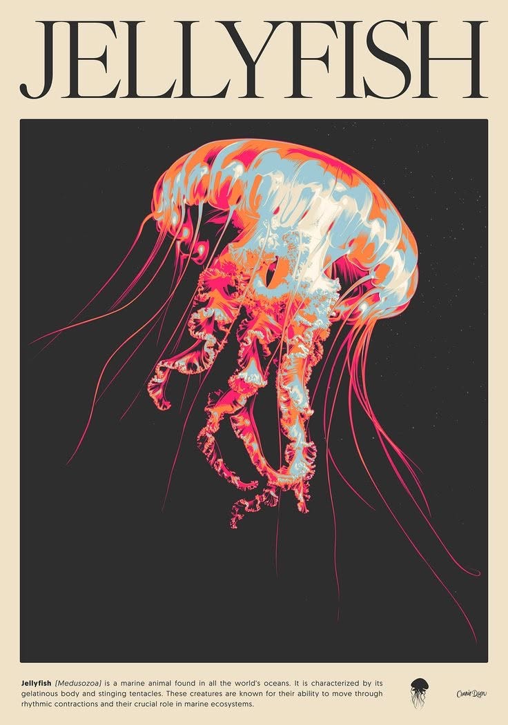 JELLYFISH Aesthetic Wall Print – Bioluminescence Jellyfish Print, Ocean Wall Decor Wall Poster
