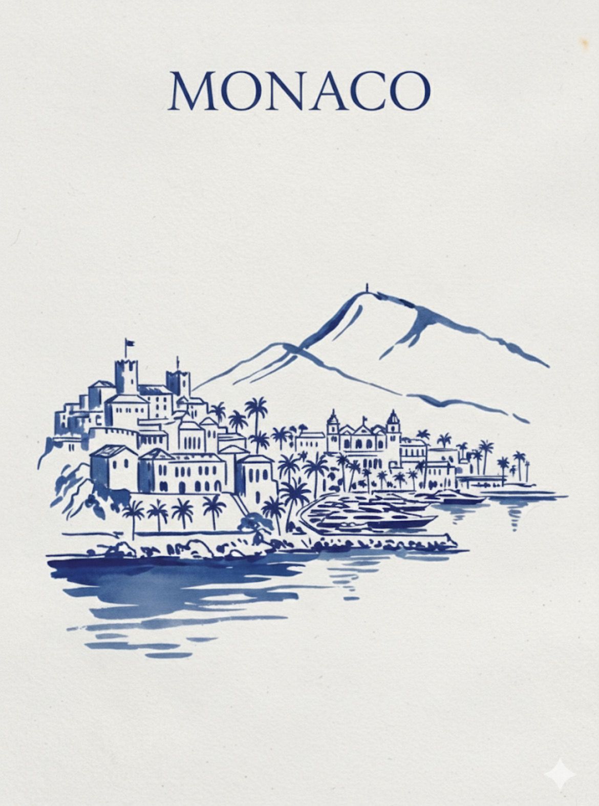 MONACO Understated Wall Poster – Contemporary Monaco Illustration Home Wall Poster