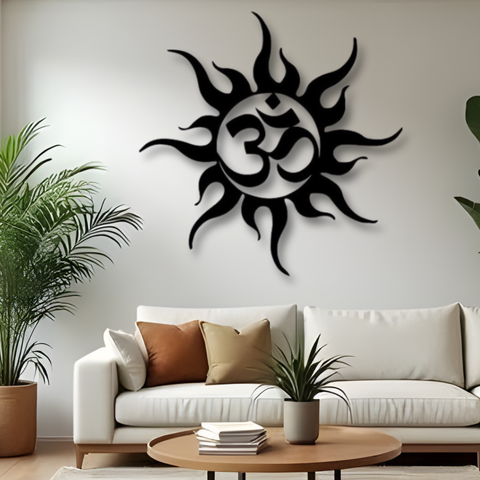Om and Sun Metal Wall Art