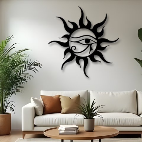 Horus Eye and Sun Metal Wall Art