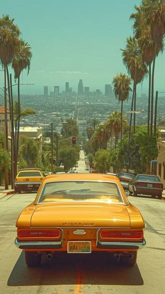 California Retro Car Los Angeles Print – Retro City Street Wall Poster
