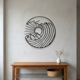 Mountain Sun and Waves Circle metal wall art – image 7