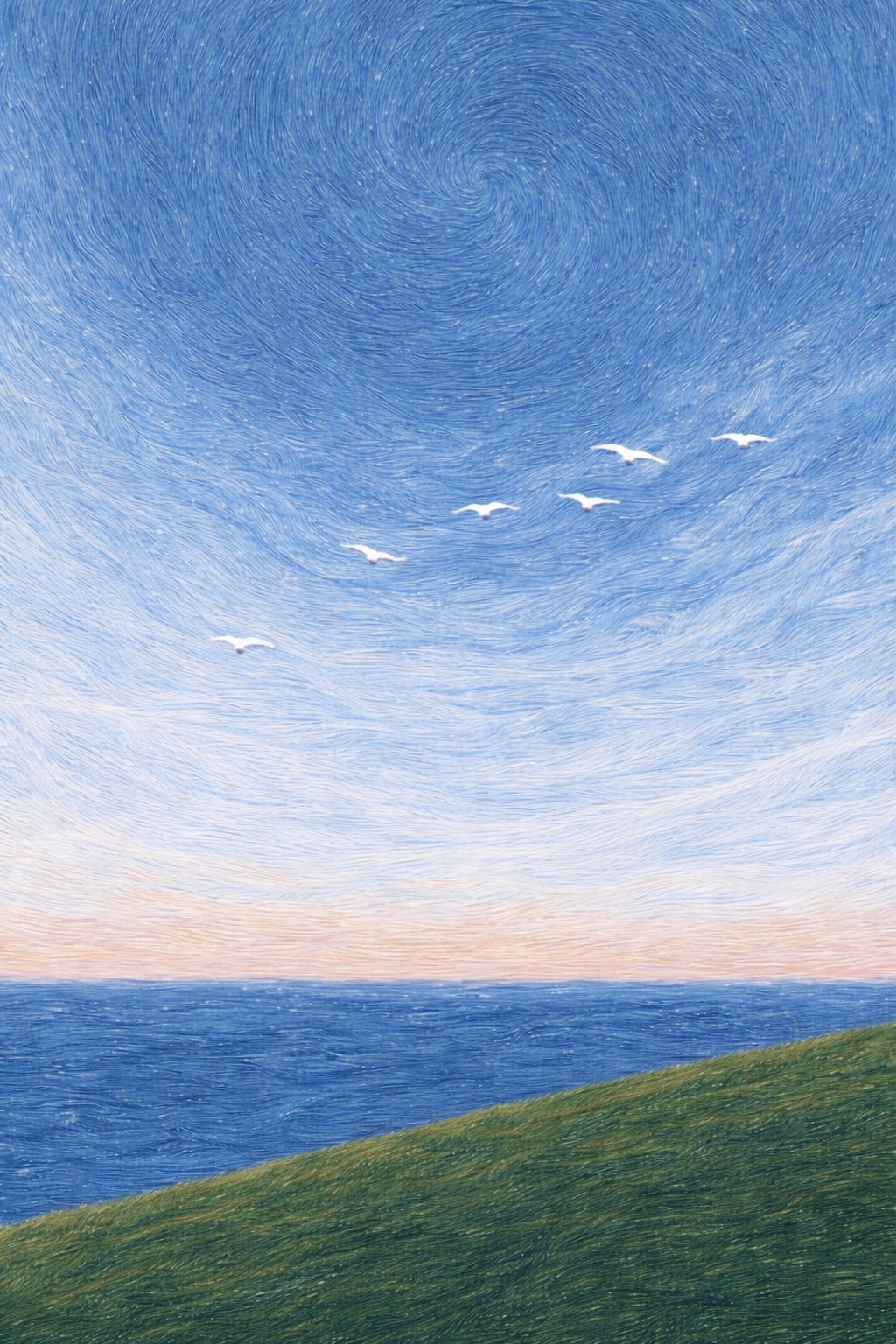 Aesthetic Seascape with Birds Wall Décor Poster Print