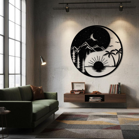 Ying Yang Scenery Metal Wall Art