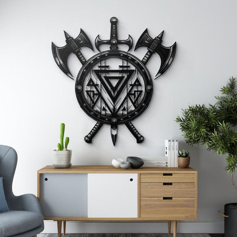 Viking Shield Metal Wall Art Decor