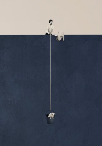 Surreal Woman and Pig Wall Print – Dreamlike Surrealism Print for Unique Home Decor