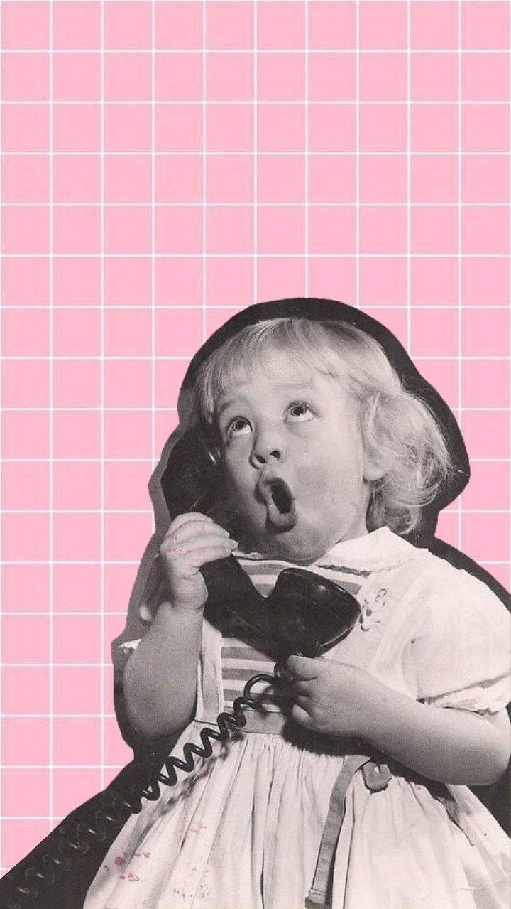 Retro Child on Phone Retro Wall Poster Wall Poster