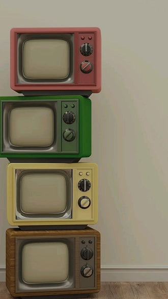Retro Television Stack Home Art Retro TV Print