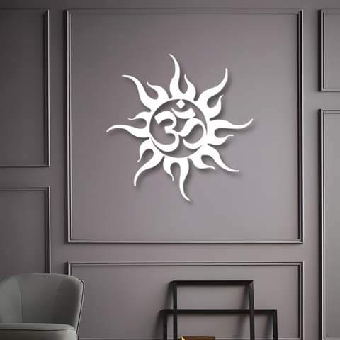 Om and Sun Metal Wall Art
