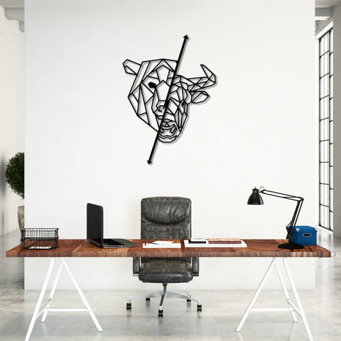 Bitcoin Bull and Bear Metal Wall Art