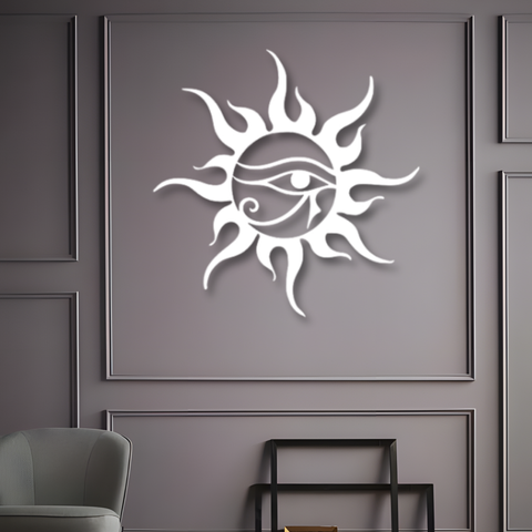 Horus Eye and Sun Metal Wall Art