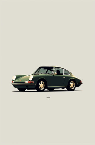 Stoneman Green Nostalgic Car Print – Simple Automotive Wall Print for Car Lovers