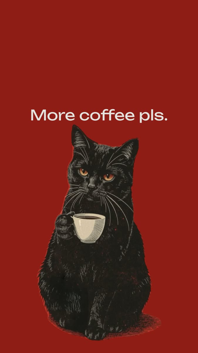 More Coffee Pls Quote Pop Art Cat Print – Funny Coffee Wall Décor