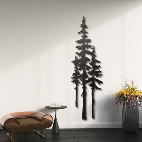 A Family of Evergreen Trees Metal Wall Art