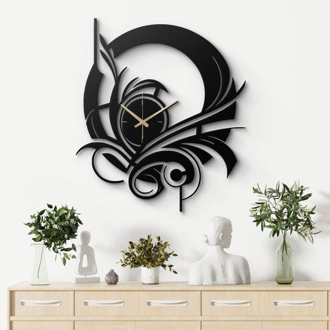 Abstract Black Metal Wall Clock