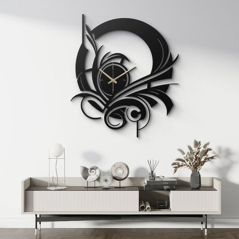 Abstract Black Metal Wall Clock