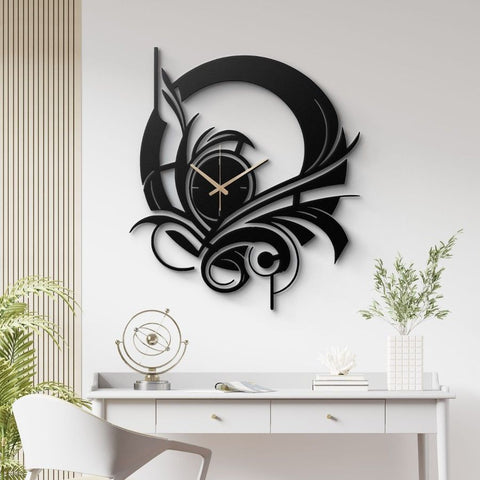 Abstract Black Metal Wall Clock