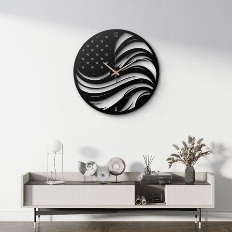American Flag Metal Wall Clock