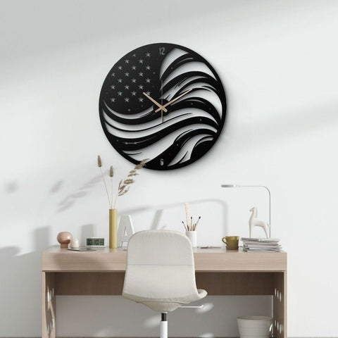American Flag Metal Wall Clock