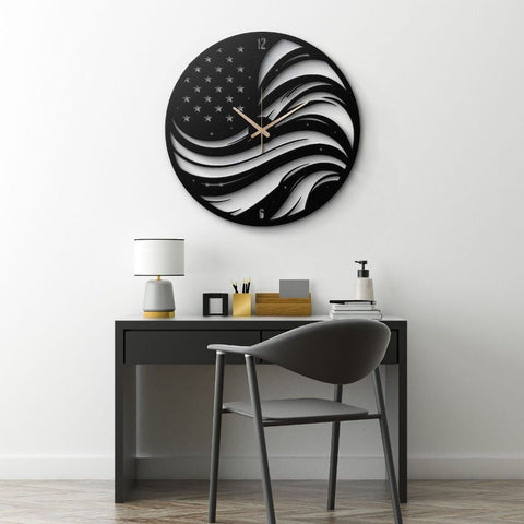 American Flag Metal Wall Clock