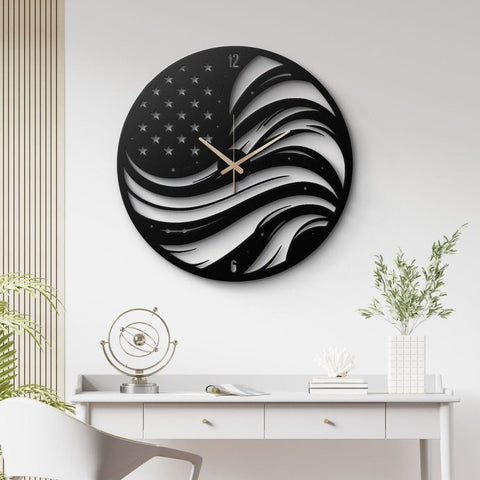 American Flag Metal Wall Clock