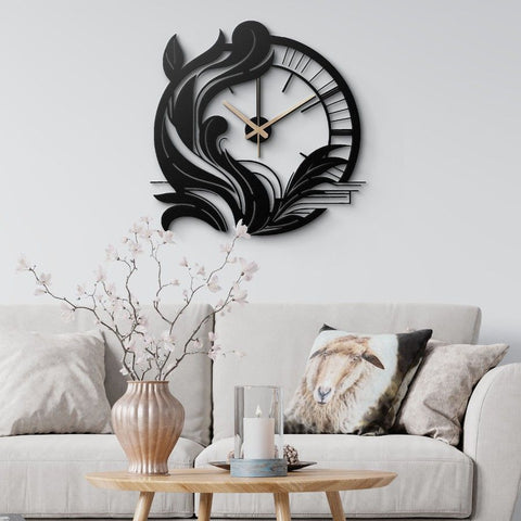 Art Nouveau Floral Metal Wall Clock