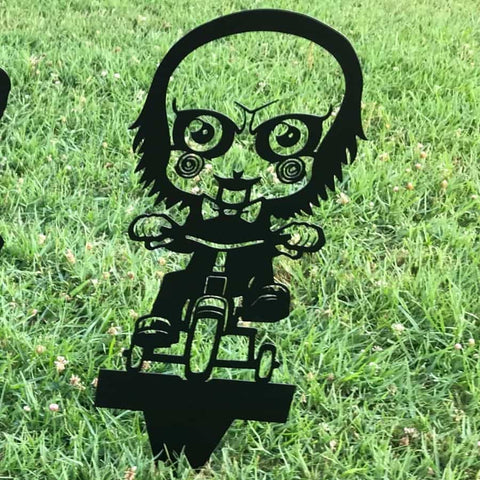 Bicycle Boy Metal Yard Art, Halloween Decor