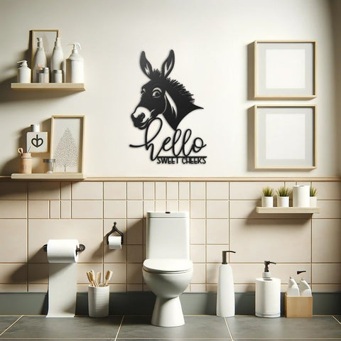 Hello Sweet Cheeks Bathroom Metal Wall Art