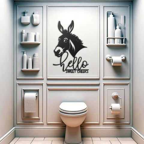 Hello Sweet Cheeks Bathroom Metal Wall Art