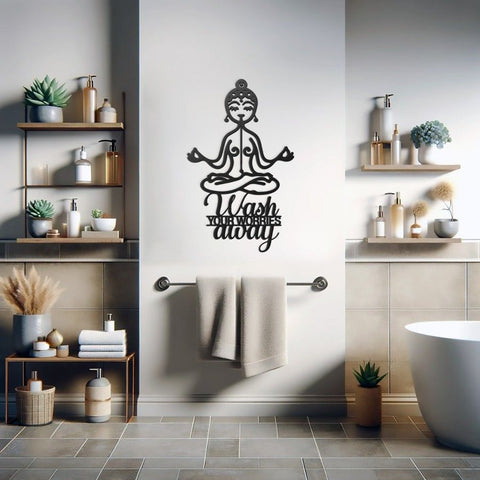 Wash Your Worries Away Bathroom Metal Wall Art