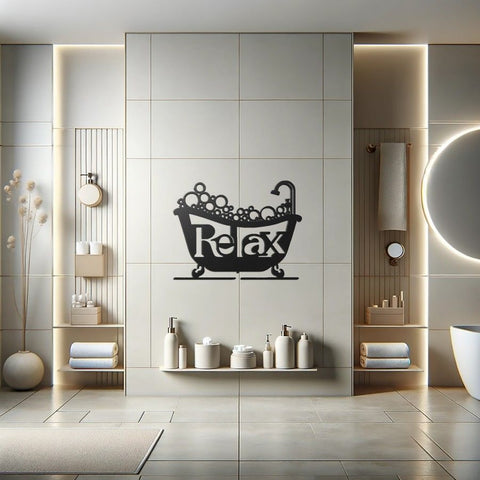 Relax Bathroom Metal Wall Decor