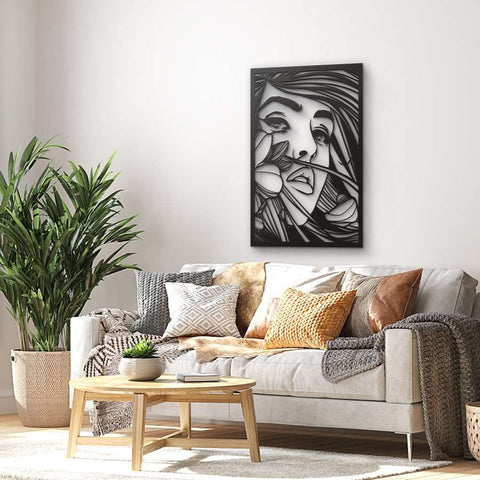 Beautiful Woman Face Metal Wall Art Decor