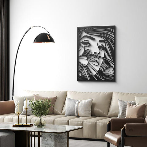 Beautiful Woman Face Metal Wall Art Decor