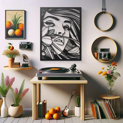 Beautiful Woman Face Metal Wall Art Decor