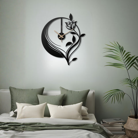 Black Large Metal Wall Clock