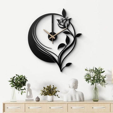 Black Large Metal Wall Clock